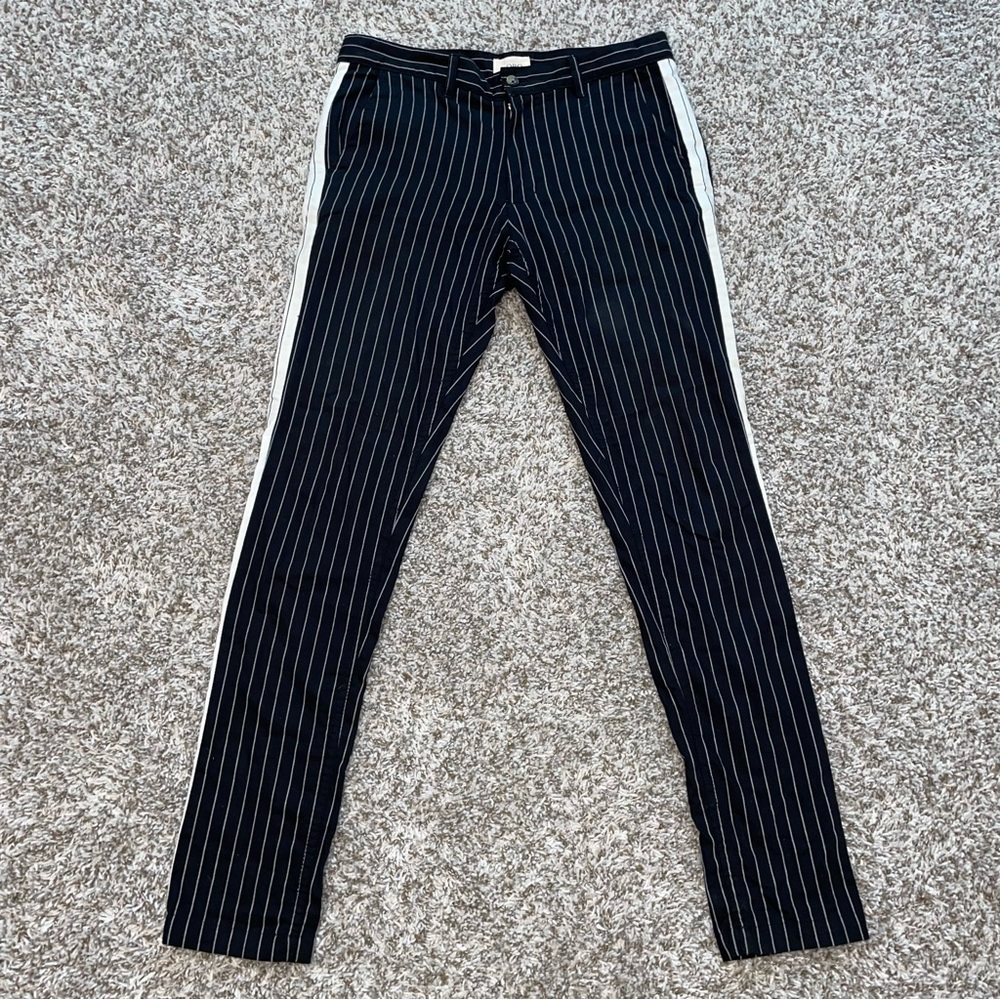 ORO LOS ANGELES Tailored Black & White Striped Pants Size 30 - Picture 2 of 9
